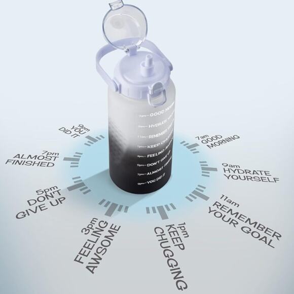 64oz Motivational Water Bottle w/ Time Marker Gym Sports Hydration BPA-Free YGT - Picture 13 of 13